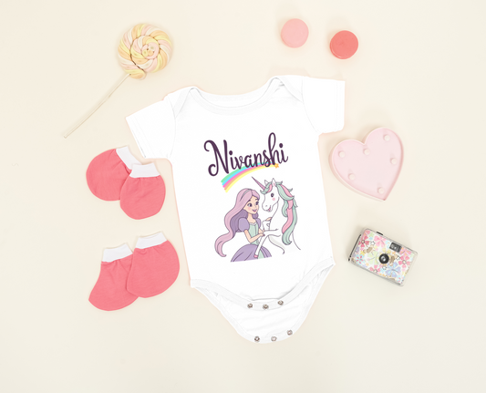 Personalized Unicorn Baby Romper – Magical Edition